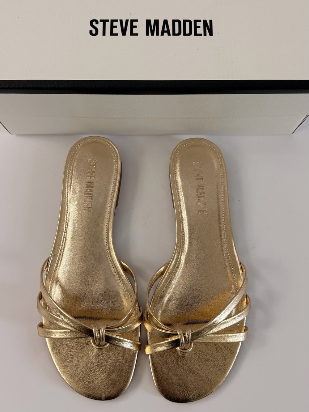 Steve Madden Women's Calissi Thong Leather Sandals - Champagne